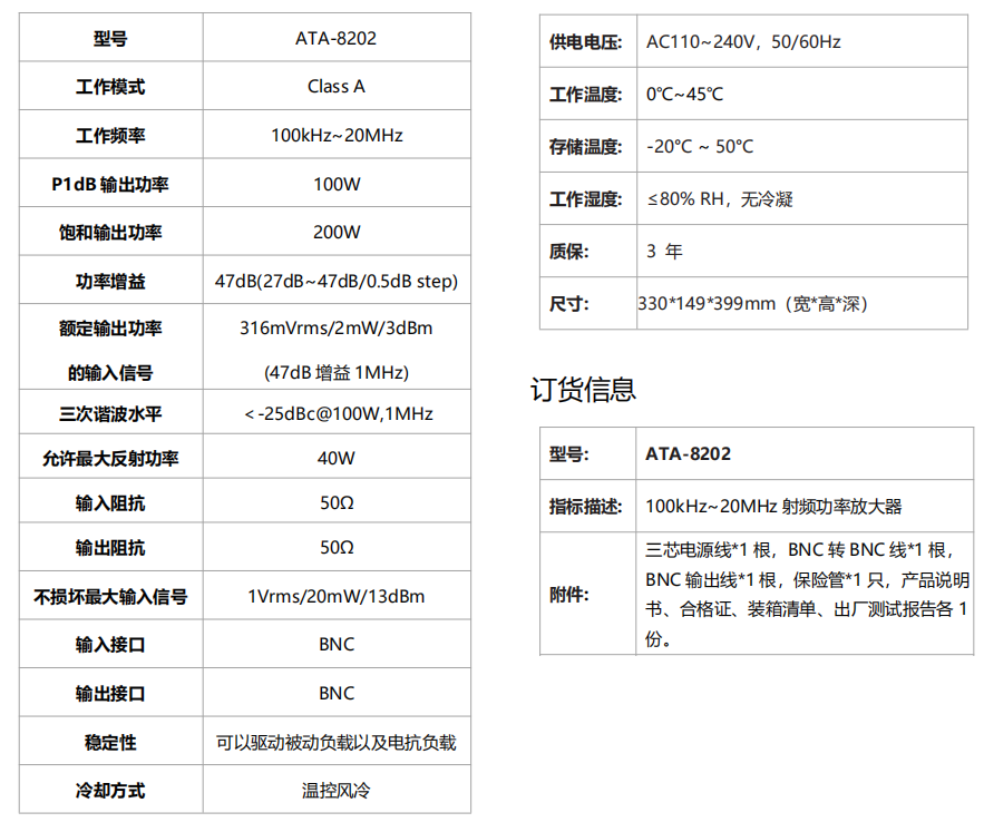 ATA-8202射頻功率放大器(圖1) ATA-8202射頻功率放大器(圖1)
