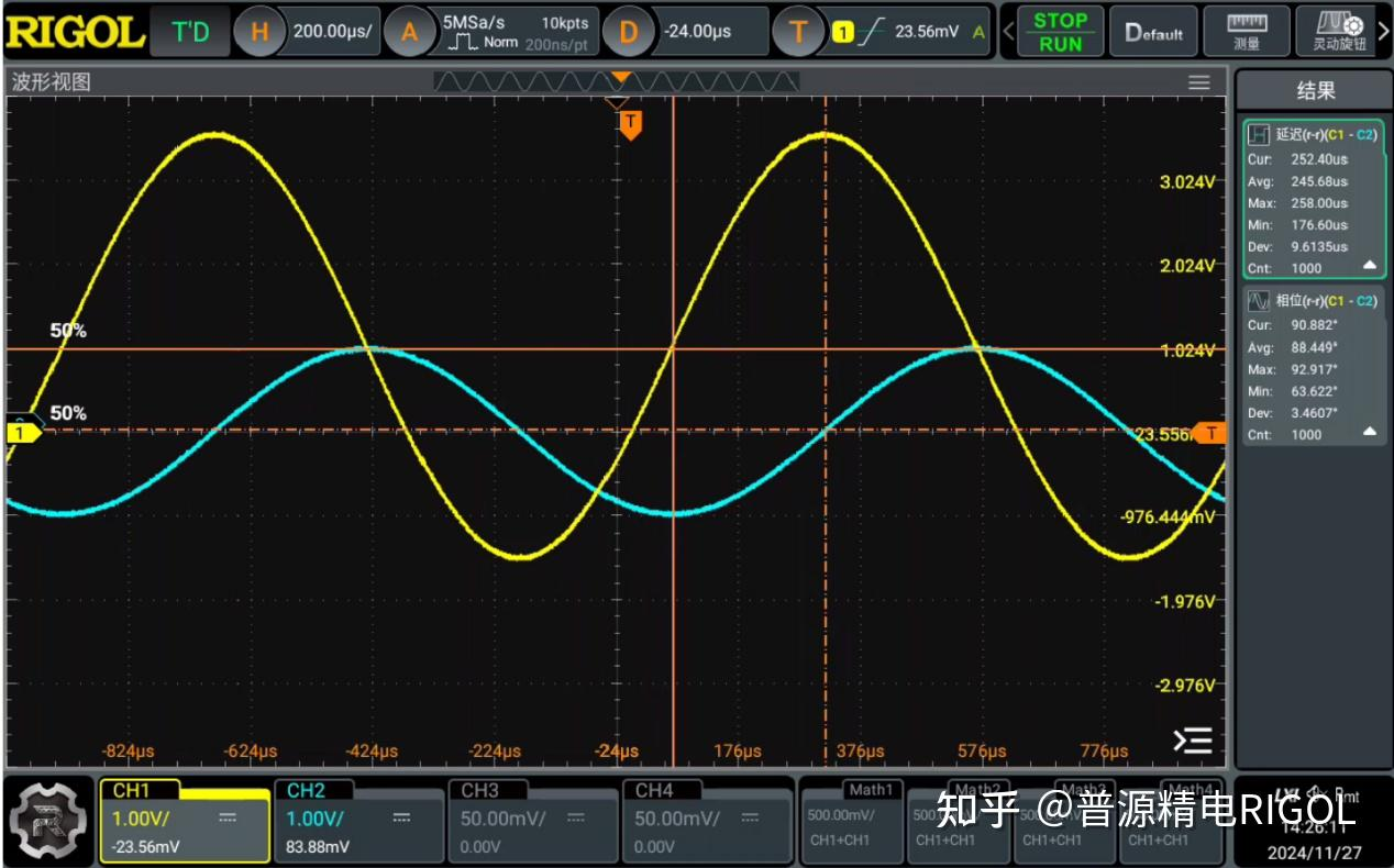 如何使用普源示波器DHO4804測量相位差？(圖3)