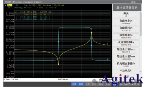 同惠LCR測(cè)試儀TH2851晶振分析應(yīng)用(圖3) 同惠LCR測(cè)試儀TH2851晶振分析應(yīng)用(圖3)