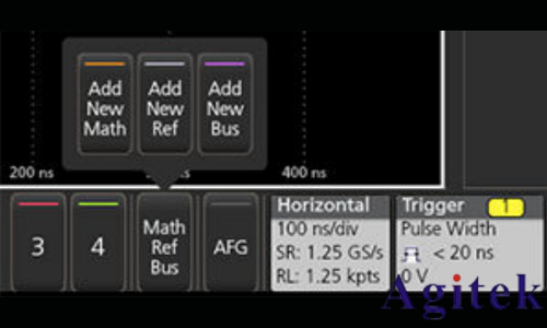 泰克混合信號示波器 MSO24, MSO222添加數(shù)學(xué)、參考或總線波形