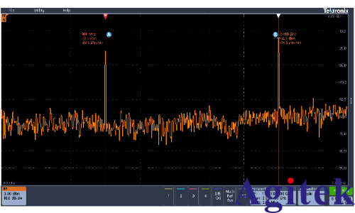 泰克3系列MDO頻譜分析儀與示波器FFT比較(圖3) 泰克3系列MDO頻譜分析儀與示波器FFT比較(圖3)